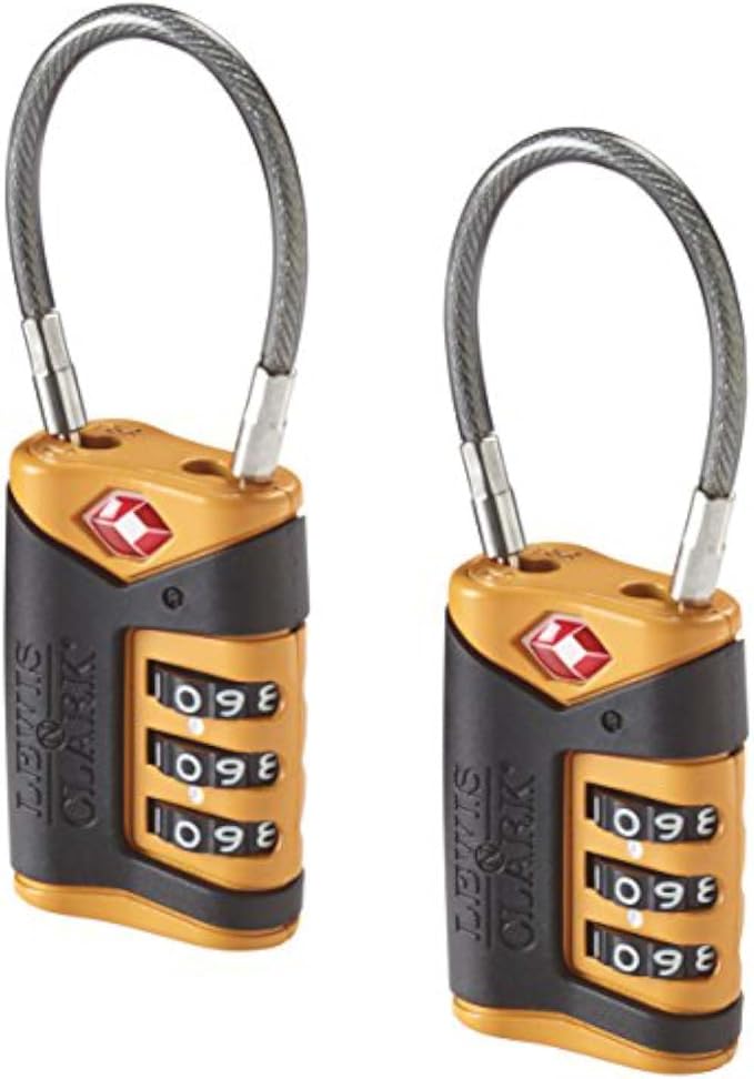 Lewis N. Clark TSA-Approved Combination Luggage Lock with Steel Cable (2-Pack), Orange, One Size by LewisNClark