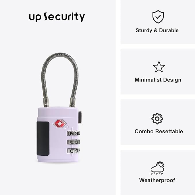 Combo TSA Locks for Luggage, Locker, Suitcase, Luggage Locks TSA Approved, Small Combination Padlock with Cable for Gym Locker, Gun Case, Backpack Bag Zipper, Storage Box, Travel Safe - Image 2
