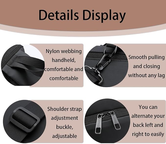 Travel Sling Bag Waterproof Crossbody Bag with Combination Lock Anti-Theft PU Leather Chest Bag with USB Charging Hole Shoulder Backpack Motorcycle Bags Black - Image 7