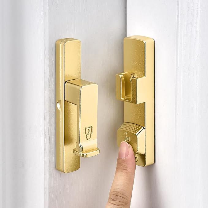 2 Packs Gold 90 Degree Barn Door Lock,Flip Gate Latches Hardware | Zinc Alloy Door Lock,Right Angle Door Lock Latch,Sliding Door Latches,for bedroom,drawer,pet enclosures,cabinet,garage,window - Image 8