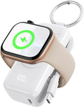 INIU SnapGo Portable Charger, 5000mAh Mini Power Bank for Apple Watch, White | 20W Fast Charging, Travel Keychain, Built-in USB-C Cable, Flight-Safe, Battery Pack for Apple Watch, iPhone 17 etc, White by INIU