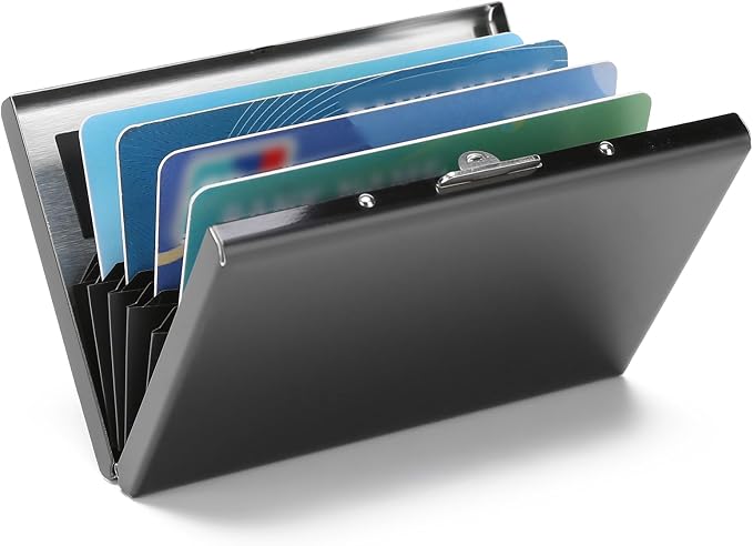 Stainless Steel Credit Card Wallet RFID Blocking Metal Case Pocket Business Card Holder for Women and Men by LOUEBICA