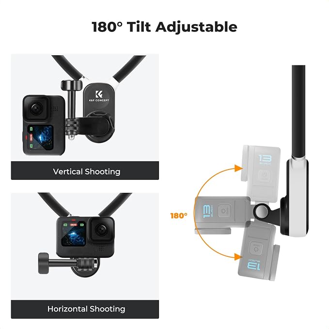 K&F Concept Magnetic Neck Mount Hand Free Chest Stand for Action Camera | Magnetic Quick Release One-Click Button, Outdoor Indoor Sports POV Vlog Video Recording for GoPro Hero 8-13 Black, DJI Osmo - Image 4