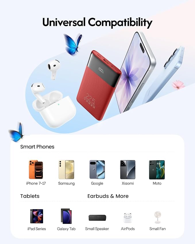 VEGER 10000mAh 22.5W Fast Charging Portable Charger with Built-in Cables | 0.4lb Slim USB C Power Bank, Small Battery Pack for iPhone 17/16/15/14/13/12 iPad Samsung, Flight Safe, Travel Essential, Red - Image 7