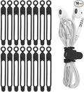Silicone Cable Ties, Cord Organizer Cable Management(16Pcs-Black) | Reusable Cord Ties for Electronics, Office Desk Accessories, Home Travel Essentials, Easy to Use, 4.2 Inch by ELECTRONICSORGANIZATION