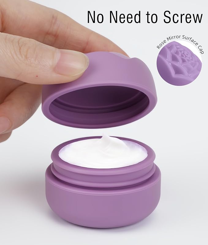Travel Containers for Cosmetics Toiletries - 0.88 Oz 4 Pack Small Silicone Refillable Mini Jars with Lid Handcream Eyes Cream Hair Gel Wax Pills Moisturizer Earrings Container Rose(4 colors) - Image 4