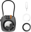 Airtag Keychain Holder with 3 Digit Combination Lock for Luggage, Suitcase, Backpack, Lockers, Travel Luggage Locks, Resettable Cable Lock with Zinc Alloy Body (Gray) by AvancoDirect