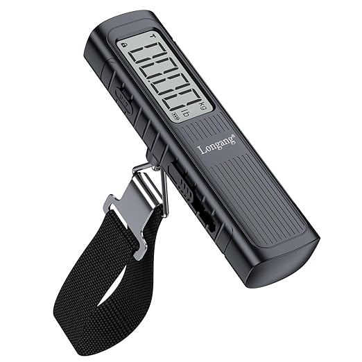 Battery-Free Digital Luggage Scale, 110lbs/50kg Portable Handheld Hanging Scale for Luggages, Suitcases, Backpacks & Bags, Easy Weighing for Travel, No Need Batteries (Black) by Longang