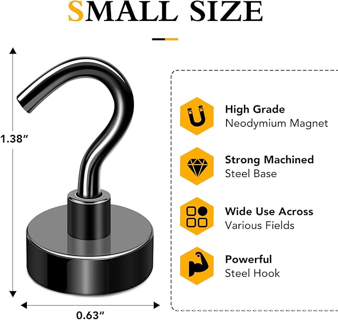 Magnetic Hooks for Cruise Cabins, 30LBS+, 60 Pack, Black | Cruise Essentials 2026, Heavy Duty Magnets Hooks for Refrigerator, Storage, Grill, Hanging and Kitchen - Image 2