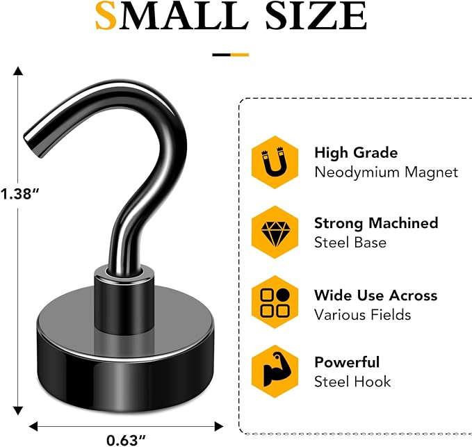 Magnetic Hooks for Cruise Cabins, 30LBS+, 25 Pack, Black | Cruise Essentials 2026, Heavy Duty Magnets Hooks for Refrigerator, Storage, Grill, Hanging and Kitchen - Image 2