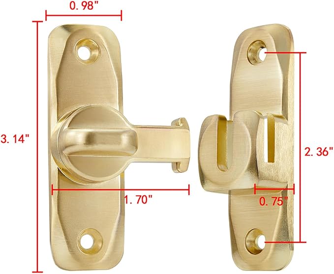 3 Packs Gold Barn Door Latches,90/180 Degree Gate Lock_B | Zinc Alloy Right Angle Door Lock Latch,Flip Gate Latches,Sliding Door Latch Lock,for Cabinets,Fence Gates,Pet Cage - Image 2