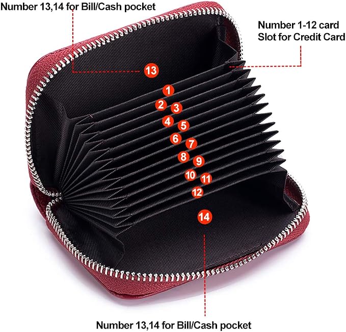 RFID Credit Card Holder Genuine Leather Credit Card Wallet with Zipper | RFID - Image 3