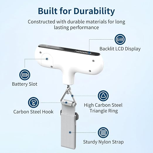 Ultrean Luggage Scale, 110lb Digital Suitcase Weight Scale for Travel, Portable Handheld Baggage Scale with Ergonomic Curved Handle for Comfortable Grip, Battery Included - Image 5