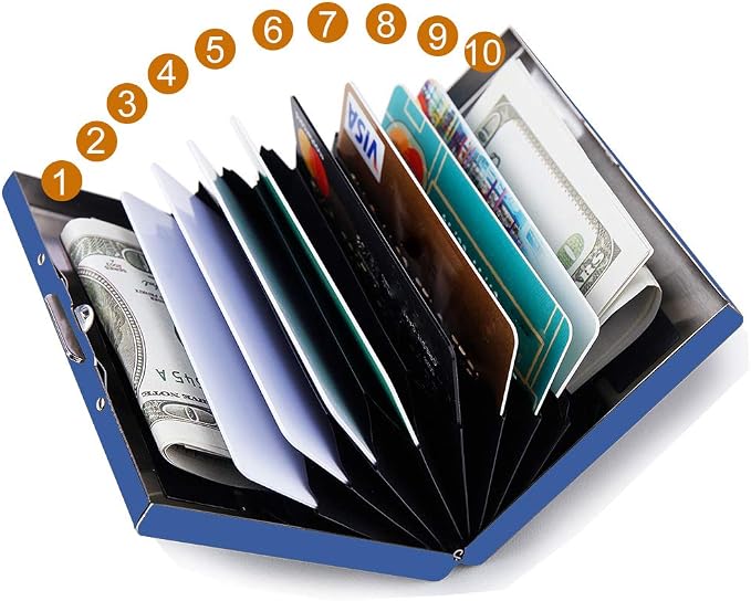 RFID Credit Card Holder Protector Metal Credit Card Wallet Business Card Holder for Men Women Gift Box Package (Blue) - Image 2