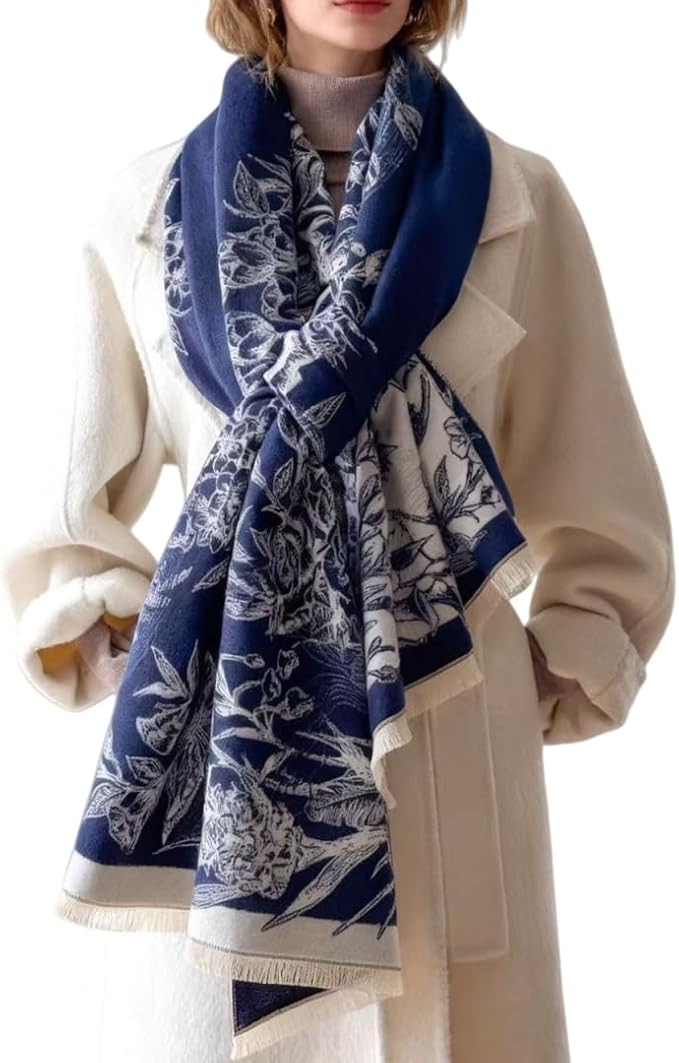 WaJuemy Winter Scarf for Women Dressy Evening Pashmina Shawl Wraps Open Front Poncho Blanket Fashion Travel Shawls Cape Wrap by WaJuemyFlagship