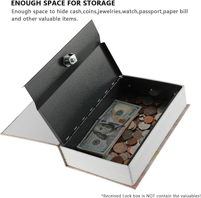 KYODOLED Diversion Book Safe with Key Lock, Secret Safe Metal Lock Box,Money Storage Collection Box,9.5" x 6.1" x 2.2" Paris Large - Image 2
