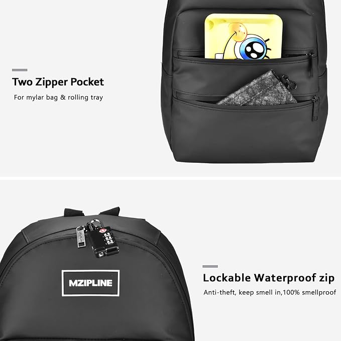 Small Backpack Bag-Water Resistant Daypack Travel bag with Activated Carbon Lined for Men & Women Travel (Black) - Image 7