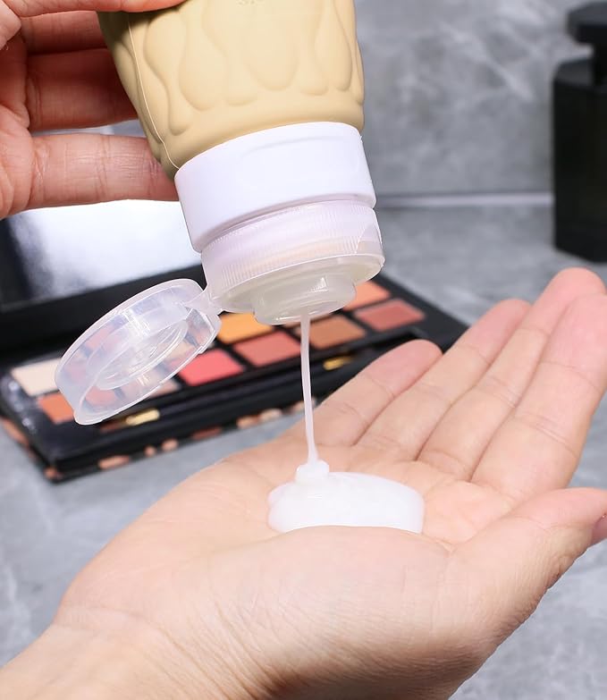 3.4oz Silicone Travel Bottles for Toiletries Refillable Liquid Accessories | for Shampoo and Conditioner, TSA Approved Leakproof Squeeze Bottles Travel-friendly with Labels/Clear Bag - Image 4