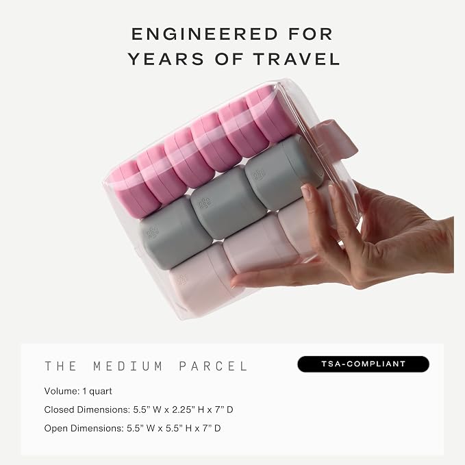 Cadence Parcel - Clear Travel Kit with Zipperless Magnetic Closure - Cove, Medium - Durable, Leak-Resistant and TSA Approved Toiletry Bag - Modular Organization - Recycled TPU (1 Qt) - Image 5