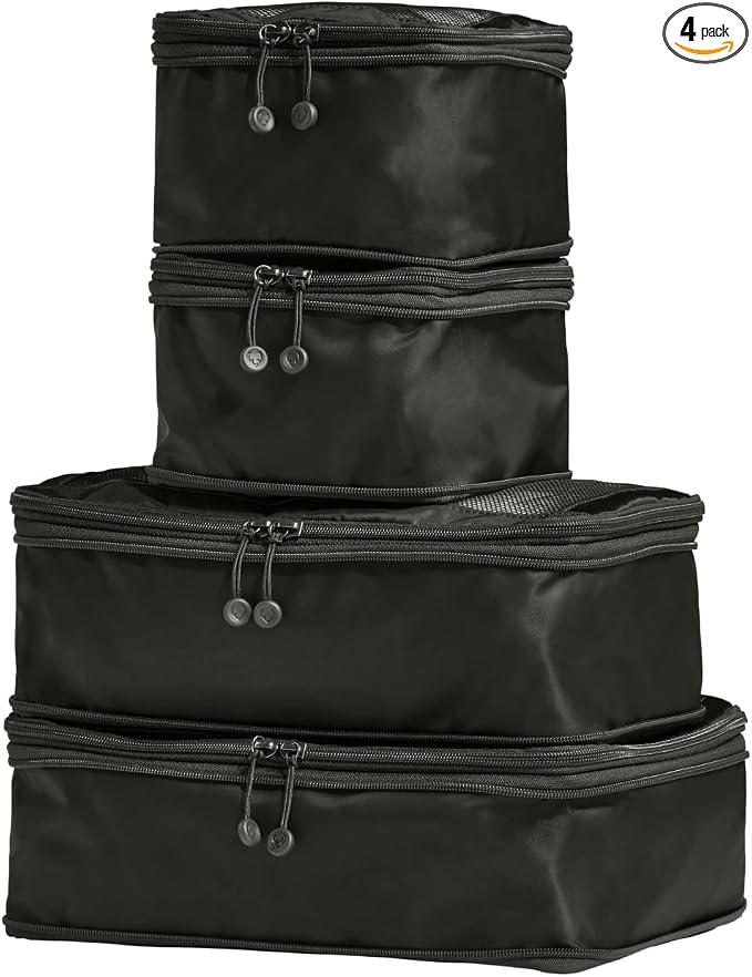 ANTLER - Compression Packing Cubes for Travel, Luggage Organiser for Suitcases or Bags, Travel Accessories, Set of 4, Black by Unknown