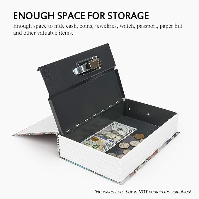KYODOLED Hidden Metal Lock Box,Diversion Book Safe with Combination Lock,Money Hiding Box,Collection Box,9.5" x 6.2" x 2 .2",USA - Image 2