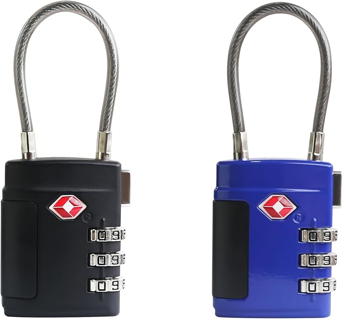 Combination TSA Locks for Luggage, Locker, Luggage Locks TSA Approved, Small Combo Cable Padlock with Code for Gym Locker, Suitcase, Gun Case, Backpack Bag Zipper, Storage Box, Travel Case by SpecializeinCombinationLock