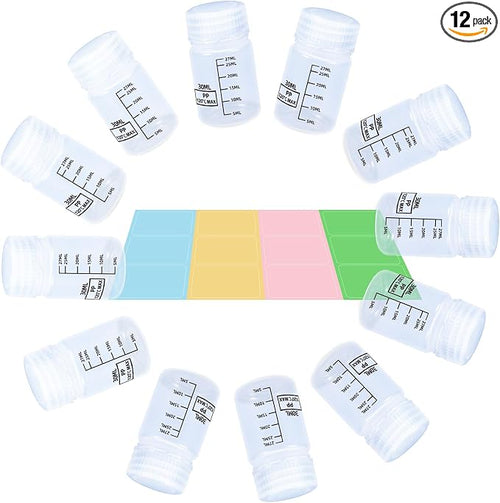 12 Pack 1oz Plastic Bottles with Lids - Small Travel Containers, Leak-Proof Empty Squeeze Bottles for Liquid Water Storage by UMETASS