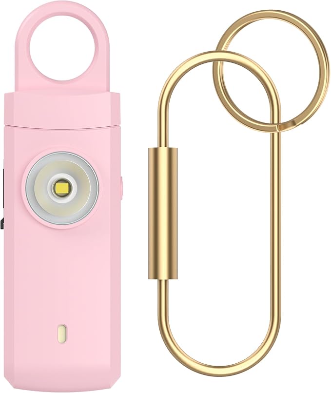Personal Alarms for Women, College Dorm Room Essentials for Girls | 130dB Siren, Rechargeable, Low Battery Alert, Flashlight, Safety Keychain Gifts for Women, College, Girls, Elders, Kids, Pink by ANKOSHUN