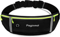 Slim Running Belt Fanny Pack, Waist Pack Bag for Women Men, Running Pouch for Phone Waterproof Reflective with 3 Pouches, Running Phone Holder for Sports, Traveling (Black + Green) by Peginmol