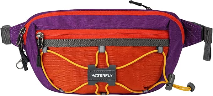 WATERFLY Small Fanny Pack RFID Blocking Travel Hiking Crossbody Waist Bag | Anti-theft design, Water resistant, Lockable zipper, Hidden rear pocket, Lightweight hip belt bag, EDC Running, Cycling, Gym by Waterfly