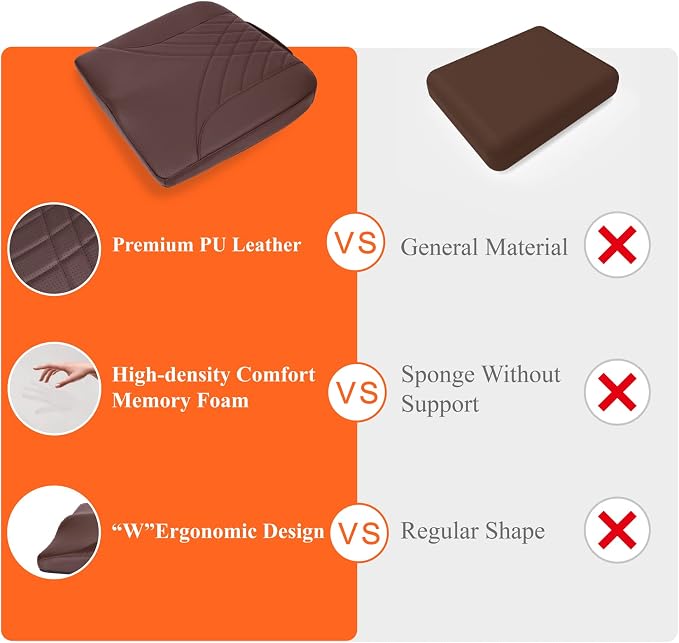 kingphenix Memory Foam Car Seat Cushion for Driving Comfort and Office Use | Coccyx and Lower Back Pressure Relief, Non-Slip Seat Cushion for Cars, Trucks, SUVs, Long Drives and Office Chairs, Brown - Image 7