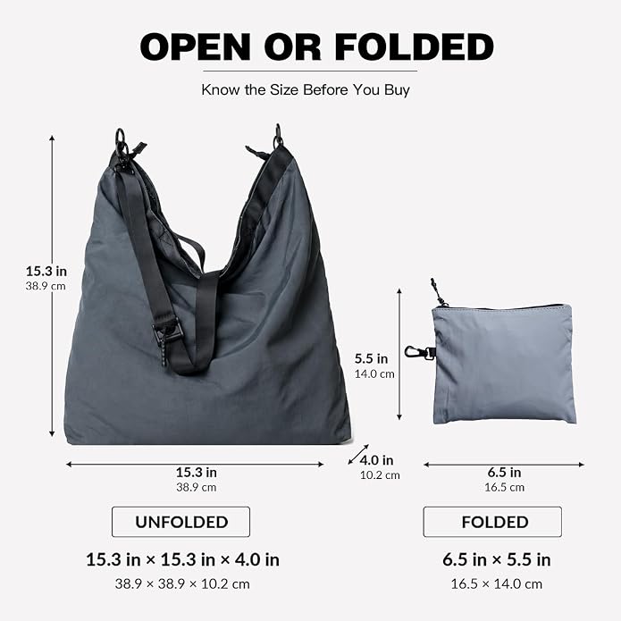 Lightweight Foldable Nylon Crossbody Bag,Compact Polyester Packable Tote,Collapsible Handbag for Travel,Gym,Shopping - Image 5