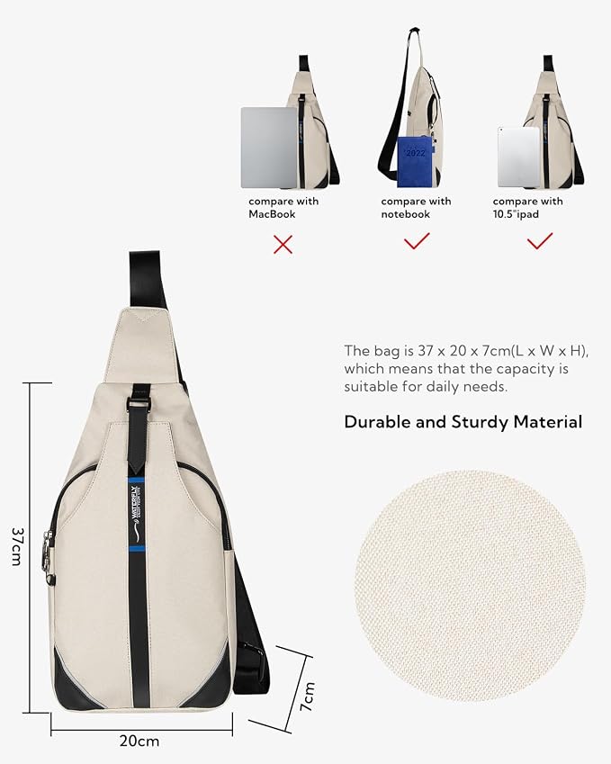 WATERFLY Medium Crossbody Sling Backpack Anti Theft Backpack for Traveling Chest Shoulder Bag - Image 2