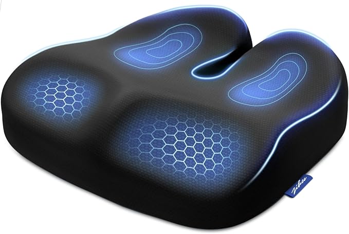 Ergonomic Seat Cushion with Thigh Slope for Long Sitting Comfort | Memory Foam Office Chair Cushion for Car, Home, U-Shaped Design Relieves Hip, Tailbone Pain, Sciatica Pain Relief, Non-Slip by ZIKEE