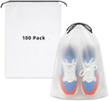 LazyMe Frosted Shoe Bags for Travel, 11.8 x 15.7 Inch, 100 Pack | Waterproof Drawstring Shoe Bags, Shoe Storage and Packing Bags, Bulk Travel Essentials for Men and Women by LazyMe