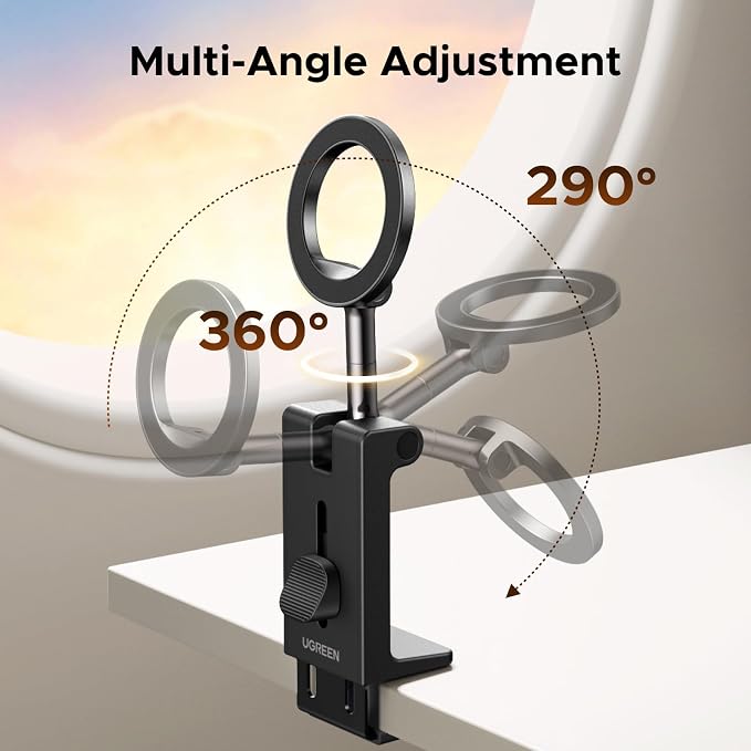 UGREEN Airplane Phone Holder for Magsafe Air Plane Travel Essentials Magnetic Phone Mount Compatible with iPhone 17 Air 16 15 14 Plus 13 12 Pro Max Mini Magsafe Case, Handsfree for Long Flight Flying - Image 3