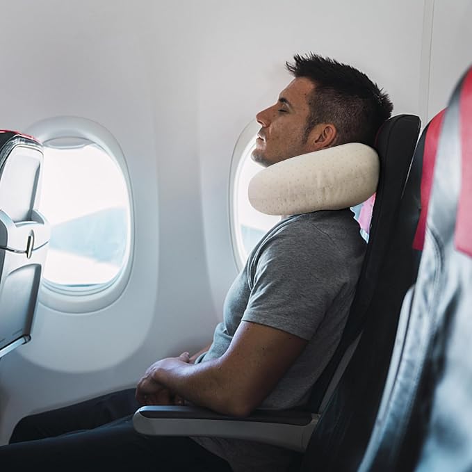 Memory Foam Neck Pillow Comfortable Travel Neck Pillow Neck and Head Support Lightweight Portable Airplane Travel Pillow for Sleeping, Traveling,Car, Train, Bus and Home Use Beige - Image 7