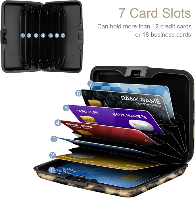 Coco Rossi Credit Card Holder RFID Aluminum Small Mini Wallet Women | Metal Wallet, Business Cards Holder, ID Case, Slim Sleeves, Womens Girls Gift, Carry Proof Wallets for Travel, Leopard - Image 2