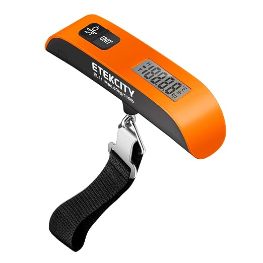 Etekcity Luggage Scale, Digital Suitcase Weight Scale for Travel, 110 lb | Travel Essentials, Air Travel, Suitcase, Hanging Hook, Rubber Grip, Battery Included, Easy-to-Read Display by Etekcity