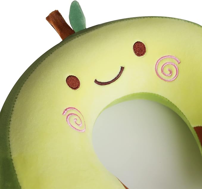Cute Travel Pillow with Sleep Eye Mask Cartoon Headrest & Neck Pillow for Kids Boys & Girls, Teens, Travel Accessories for Airplane, Car, Recline, Home Use Memory Foam Flight - Green Avocado - Image 5