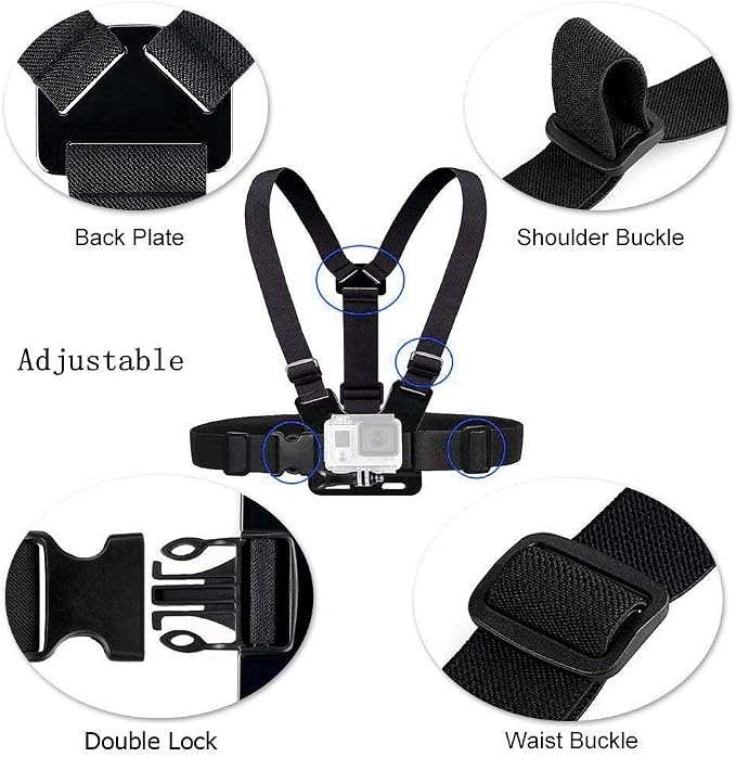 Action Camera Accessories Head Strap Mount Chest Harness | Compatible with AKASO EK7000 Brave 4 Brave 7 LE V50X Native/GoPro HERO 13 12 /VEMONT/Dragon Touch/ODDV/HLS/Apexcam/REMALI - Image 3