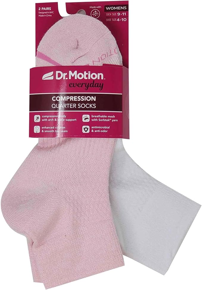 Dr. Motion Compression Quarter Socks For Women With Enhanced Cushion And Breathable Arch Support 6 Pairs - Image 5