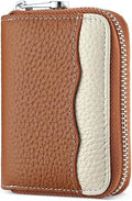 Linno RFID 20 Slots Credit Card Holder Genuine Leather Small Wallet for Women or Men with Zipper by Linno