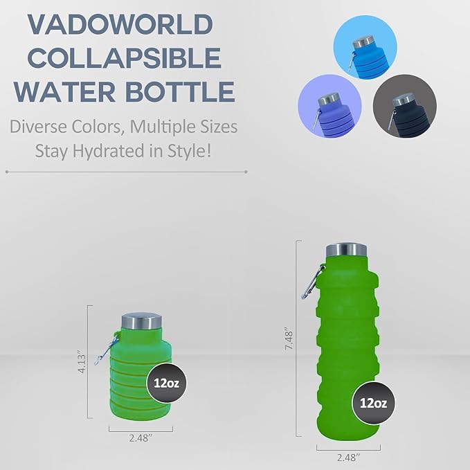 Collapsible Water Bottles 17oz, Odorless BPA-Free Silicone, Leak-Proof Foldable Reusable Bottle - Perfect for Travel Sports Gym Hiking Camping Cycling - Green - Image 4