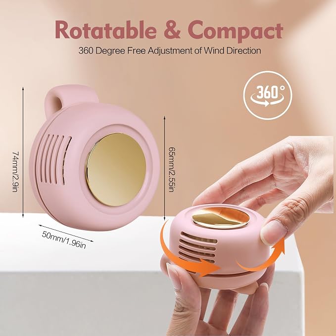 Portable Silent Mini Bladeless Electric Fan,Small fan Clip on for Shirt & Waist,2026 New Mini Bladeless Fan Clip On,Adjustable 3-Speed For Outdoor & Travel & Office, Travel Accessories, Gift (pink) - Image 2
