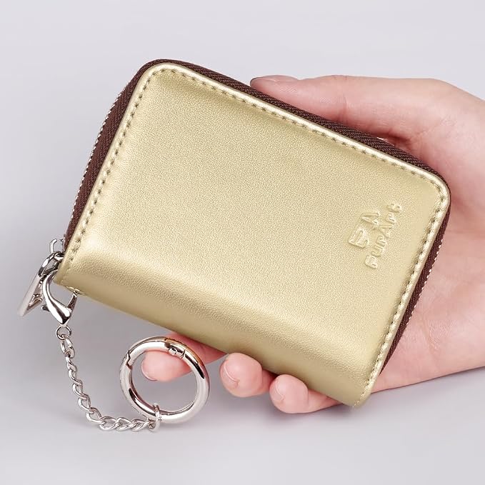 FurArt Zipper Wallet Women RFID Credit Card Holder keychain Wallet | ID Window RFID Blocking Compact Small business 15/16 slots - Image 4