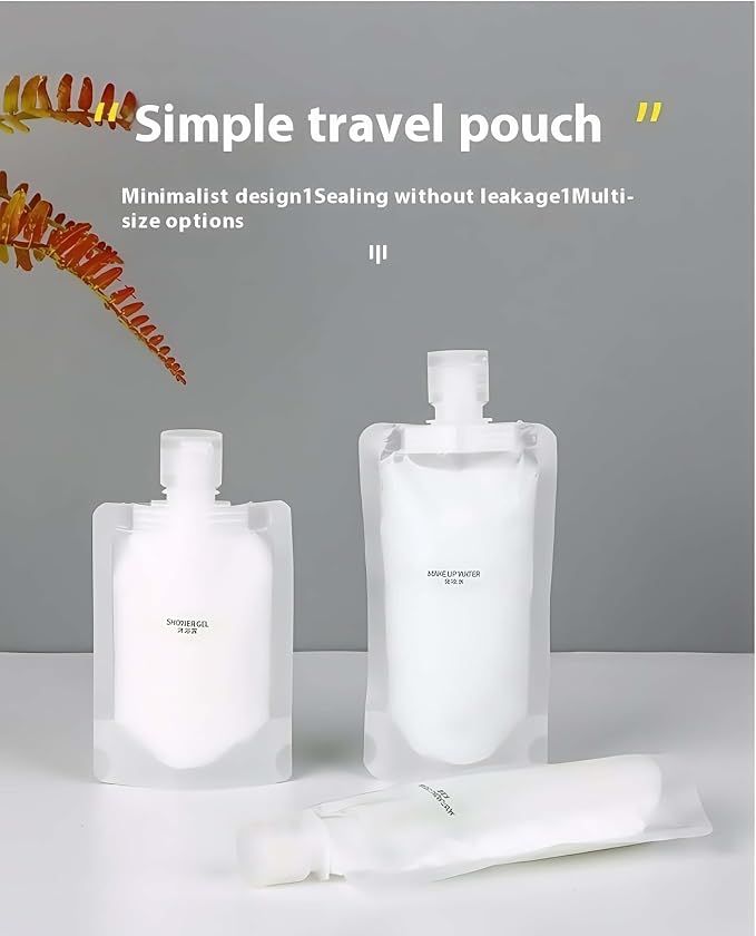 Travel Pouches for Toiletries, 10 Pack Portable Containers, Stand Up Pouch, Refillable Travel Accessories for Shampoo Conditioner, 50ML/1.7OZ, PET Plastic Material - Image 6