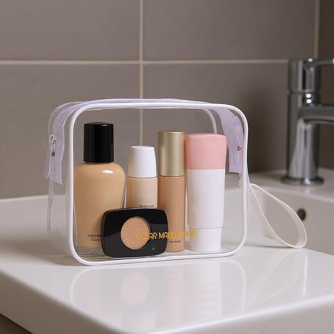 Icramsy Clear Makeup Bag,2 Pack TSA Approved Toiletry Bag for Women & Men | Portable Handheld Design, Waterproof, Airport Airline Compliant, Clear Toiletry Cosmetic Bag - Image 7