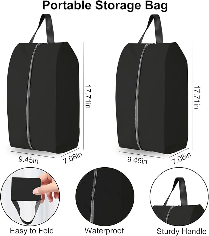 Shoe Bags for Travel Holds 4 Pair of Shoes, Shoe Storage Pouch with 2 Pack Portable Bags, Waterproof & Washable, Grey & Large - Image 3