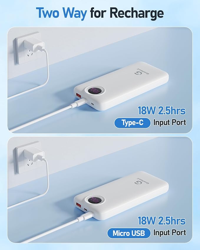 Portable Charger with Built in Cables，10000mAh 22.5W Max High-Speed Charging Power Bank with 4 Outputs 2 Inputs,External Travel Battery Pack for iPhones Android,iPad (Pearl White) - Image 6